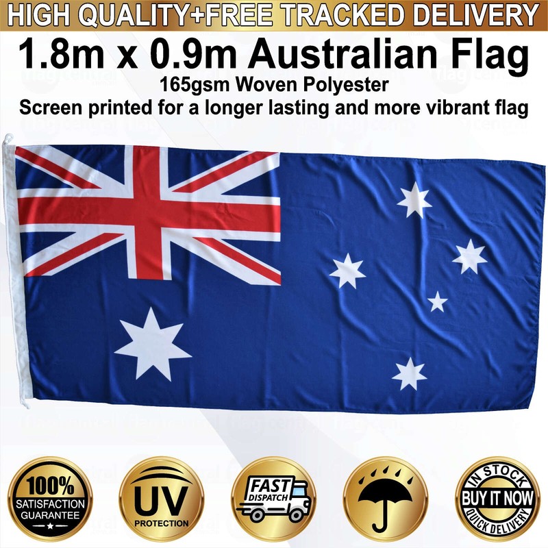A - Australian Flag - Extra Heavy-Duty Woven - Red, White and Blue 1.8m x 0.9m - 1