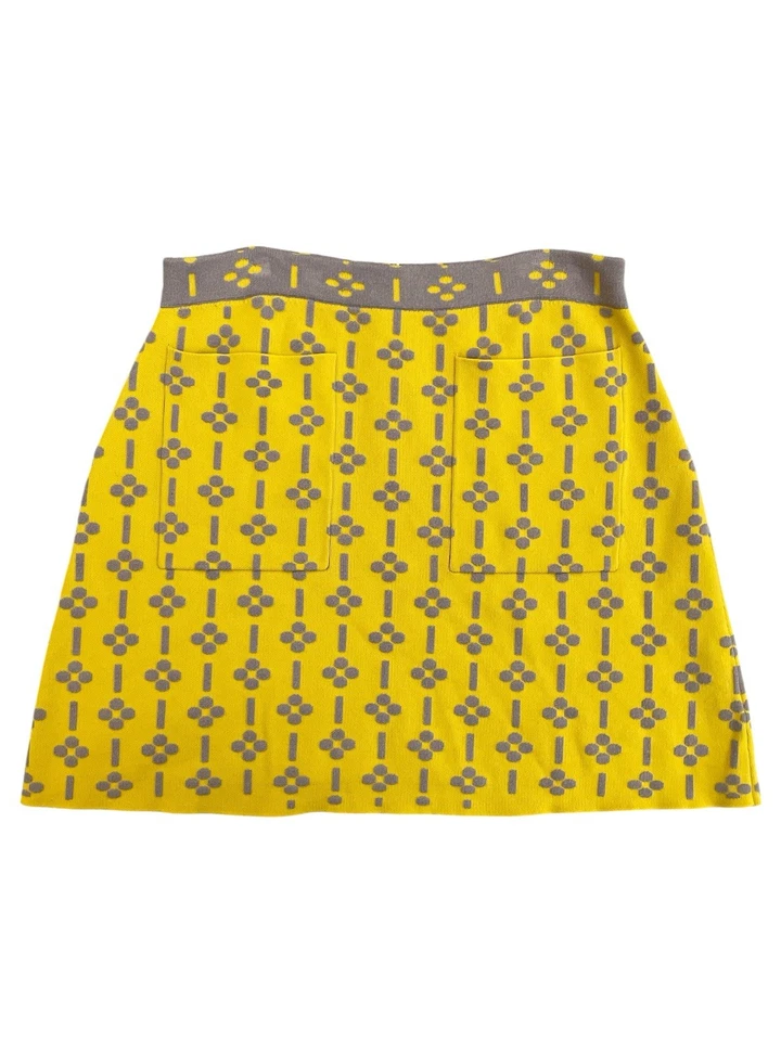 Anthropologie Maeve Quant Jacquard Вязаная Юбка Размер L Желтый Ретро Стиль 60-х - Изображение 2 из 4