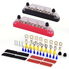 12v Bus Bar 150Amp 6 8 M4 and 4 1/4" M6 Stud Power Distribution Block, B...