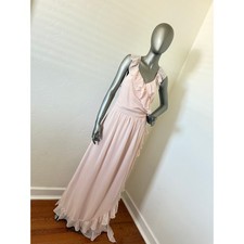 Ceremony by Joanna August Polly Ruffle Wrap Chiffon Maxi Dress Pale Blush Pink
