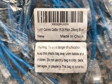 24 Pack 1Ft Cat6a Patch Cables Slim Flexible Ethernet Cable 28AWG blue