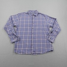Peter Millar Shirt Mens Medium Blue Purple Plaid Button Up Lightweight Twill