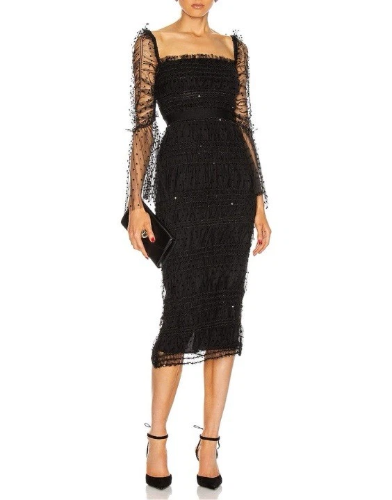 green emerald velvet dress Self Portrait Black Taffeta Midi Dress  Plus One Dress Hire