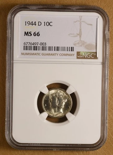 1944 D Mercury Dime NGC MS66