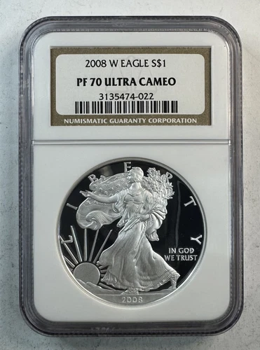 2008 W SILVER EAGLE NGC PF70 ULTRA CAMEO! STUNNING MIRRORS! SO SMOOTH  NR #48969