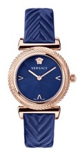 Versace Watch V-Motif 35mm Rose Gold Steel Blue Dial Swiss Quartz WR