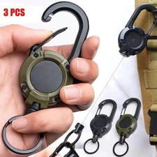 Heavy Duty Retractable Carabiner Key Chain Badge Holder With Steel Cord keychain