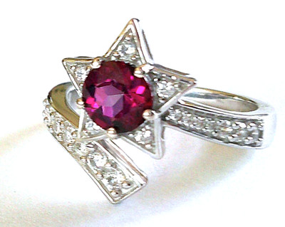 Crimson Mystic Topaz Shooting Star Ring  / size 9 / 925 Sterling Silver