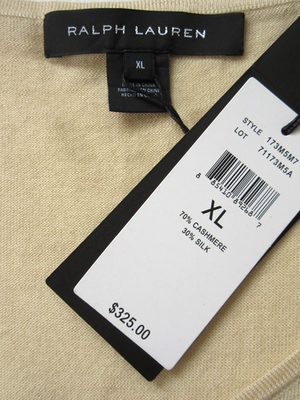 NWT Ralph Lauren Black Label Cashmere Silk Tank in Cream