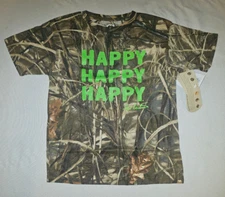Boy's Duck Commander Happy Happy Happy Camouflage Short Sleeve T-Shirt Sz Large