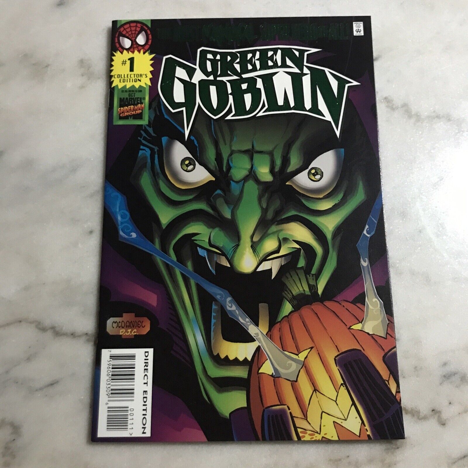 Green Goblin #1 Marvel 1995 Collector's Foil NM- Marvel Overpower Cards Intact
