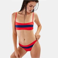 mare costume due pezzi mini bikini rosso blu fascia colorato slip 6225