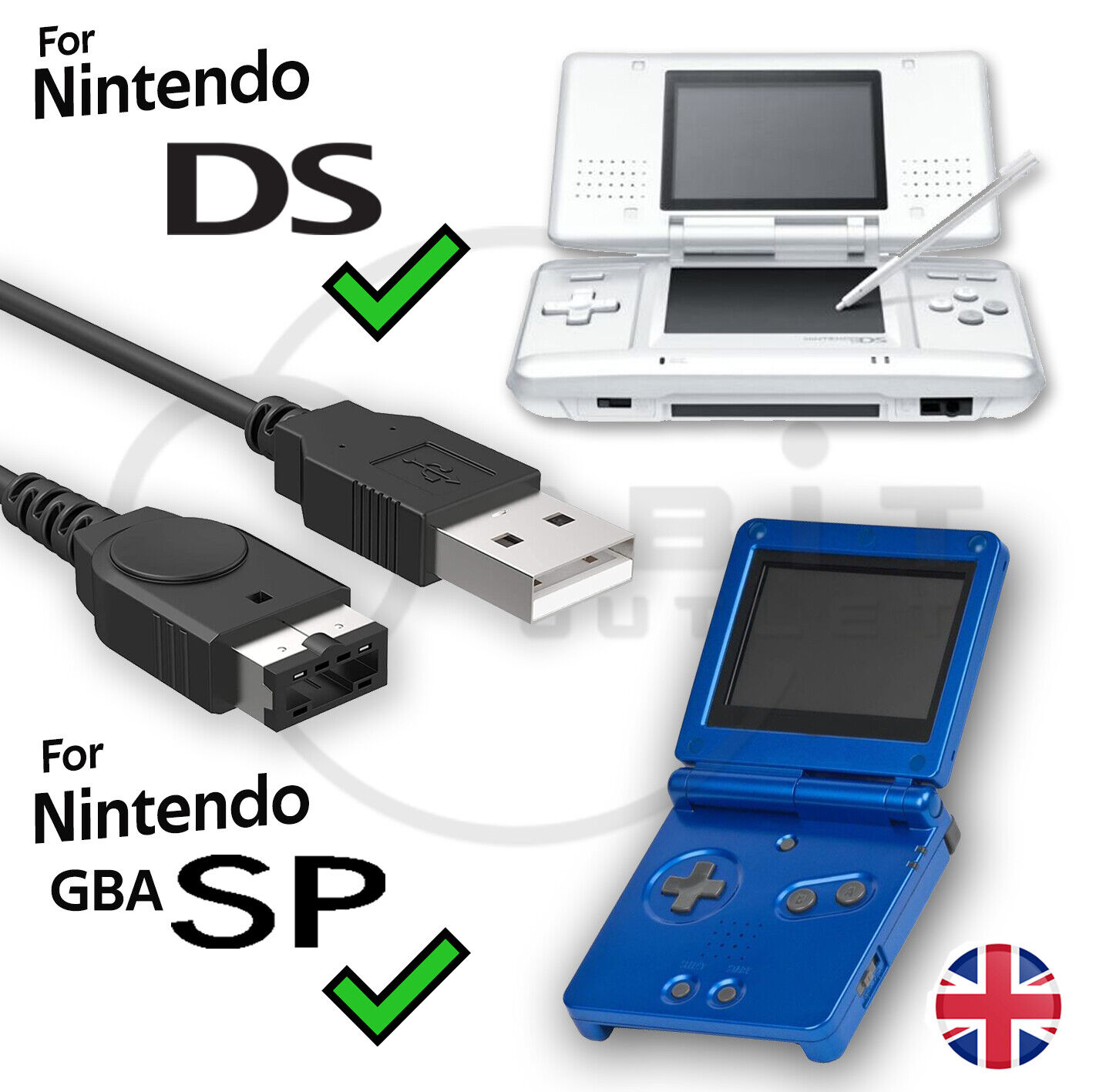 USB Charger Charging Lead Cable for Nintendo DS NDS & Gameboy advance SP GBA SP