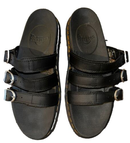 Womens Dr Martens Comfortable Platform Blaire Slide Sandals Black 3 Buckel Sz 10