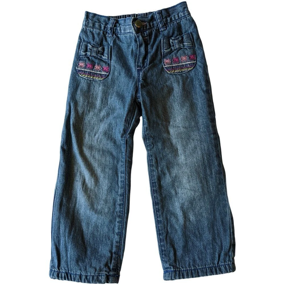 EUC Koala Baby Girls Fleece Lined Pull on Denim Jeans Size 24