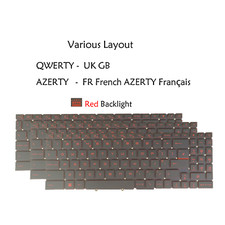 UK FR Laptop Keyboard for MSI Katana GF66 11SC 11U, MS-1581 MS-1582, Red Backlit