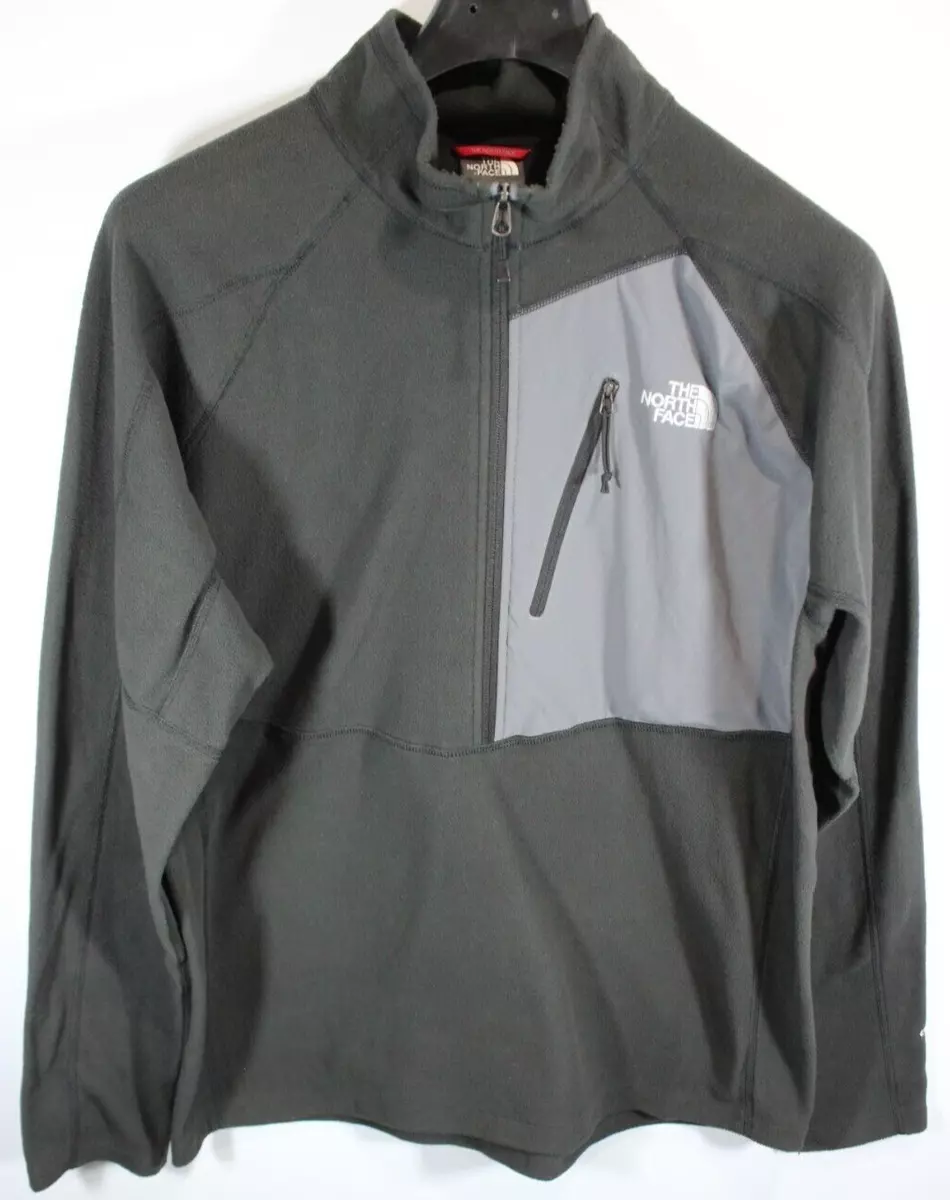Men's The North Face Flash Dry Fleece Pullover Jacket Black Gray 1/2 Zip Size XL