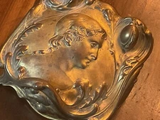 Large Antique  Figural Profile Ceaser? Jewelry Box Weidlich Bros Art Nouveau