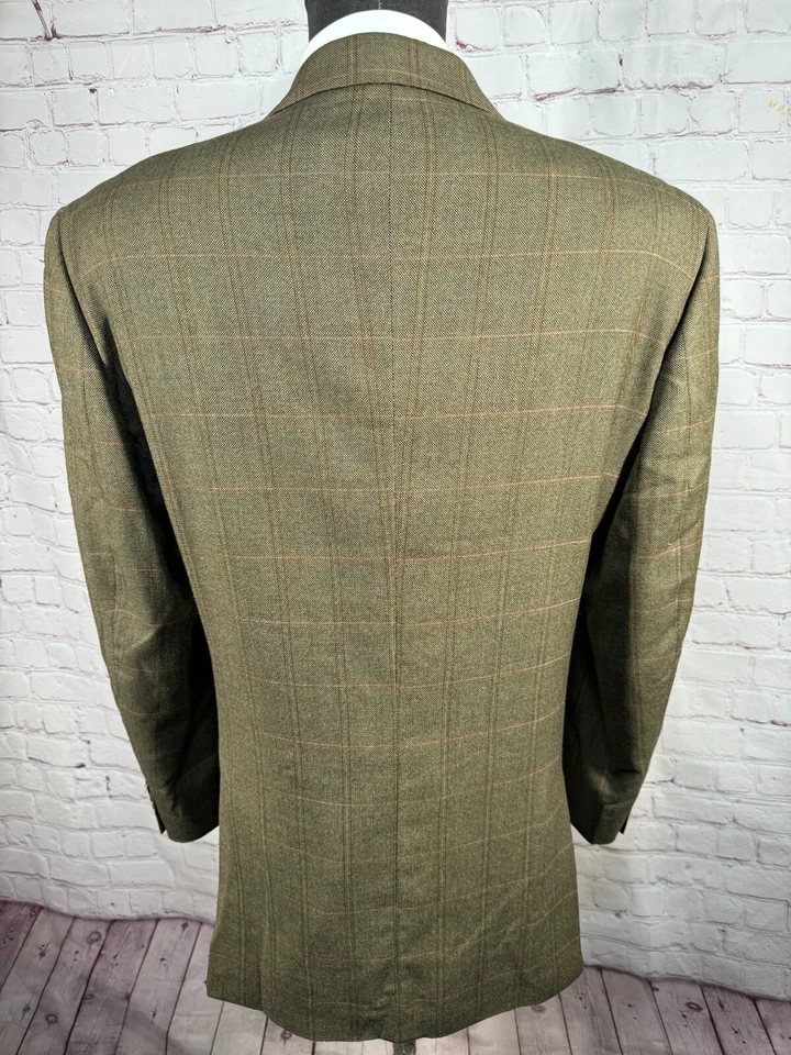 JOHN W NORDSTROM Mens Brown Window-Pane Check Sport Coat Blazer Jacket SIZE 40R - Image 4 of 4