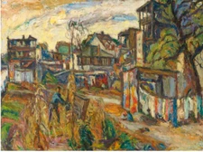 Oil painting impression landscape old town art City-Scene-Abraham-A.-Manievich