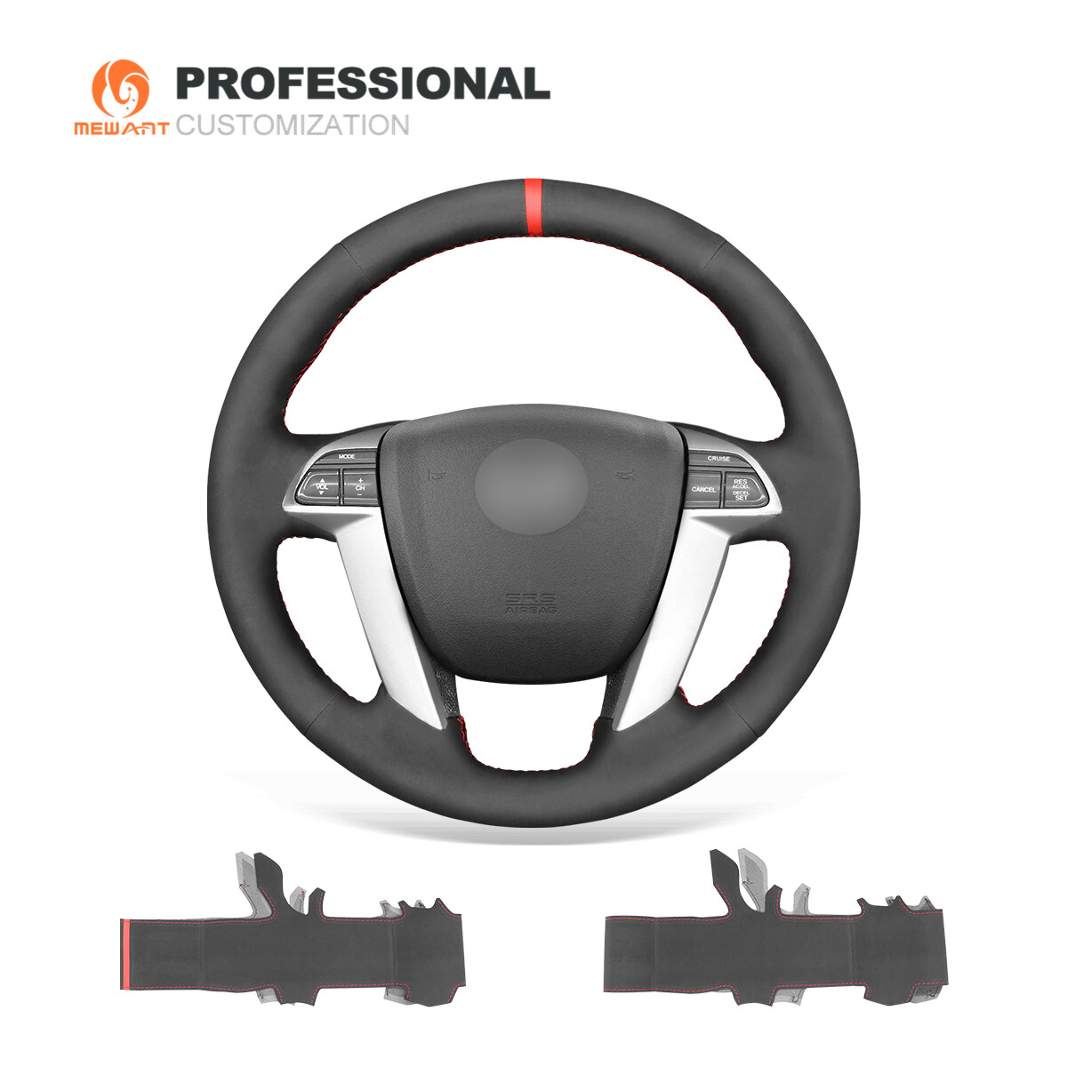 MEWANT DIY Black Suede Car Steering Wheel Cover for Honda Accord 8 2007-2013