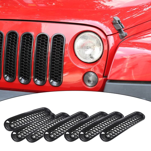 Clip-on Honeycomb Front Grille Grill Mesh Inserts Fit Jeep Wrangler JK JKU 2007+ - 第 3/7 張圖片