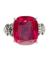 Cushion Cut Simulated Ruby Solitaire Halo Ring 925 Sterling Silver