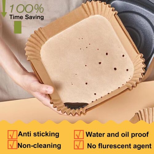 Large Air Fryer Disposable Paper Liners Square 9 Inch 125 Pcs Parchment paper - Bild 3 von 9