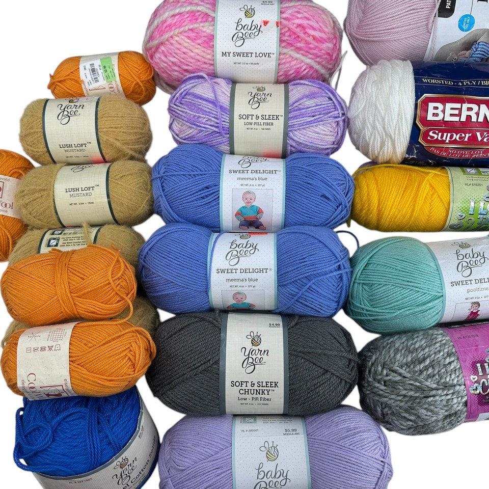 Yarn Bee, Baby Bee, & Other Multi Color Yarn Lot New & Used 4.14 Pds Of
