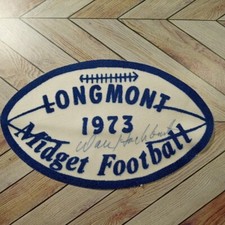 1973 Longmont Midget Football League Patch Signed Auto / Size: 5.5 x 3 Inches