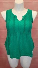 Merona Womens Green 100% Rayon Sweetheart Neck Sleeveless Blouse Top Size Medium
