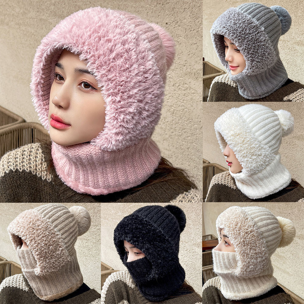 Winter Knitted Hats Mask Scarf Set Outdoor Warm Multifunctional