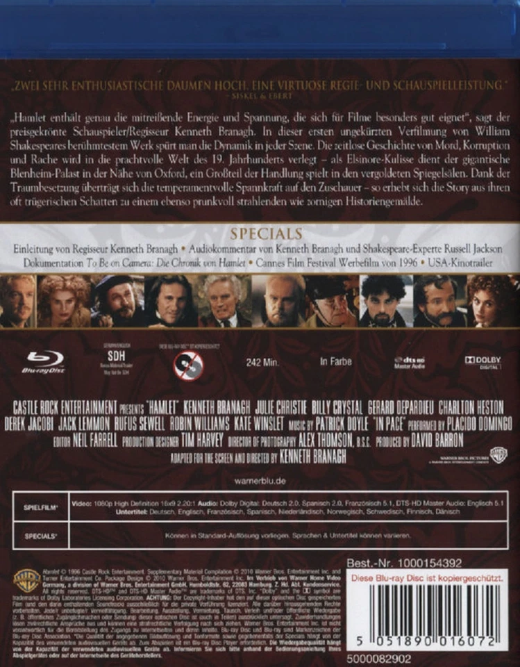 Hamlet (1996)[Blu-ray/NEU/OVP] von und mit Kenneth Branagh nach Shakespeare - Bild 2 von 3