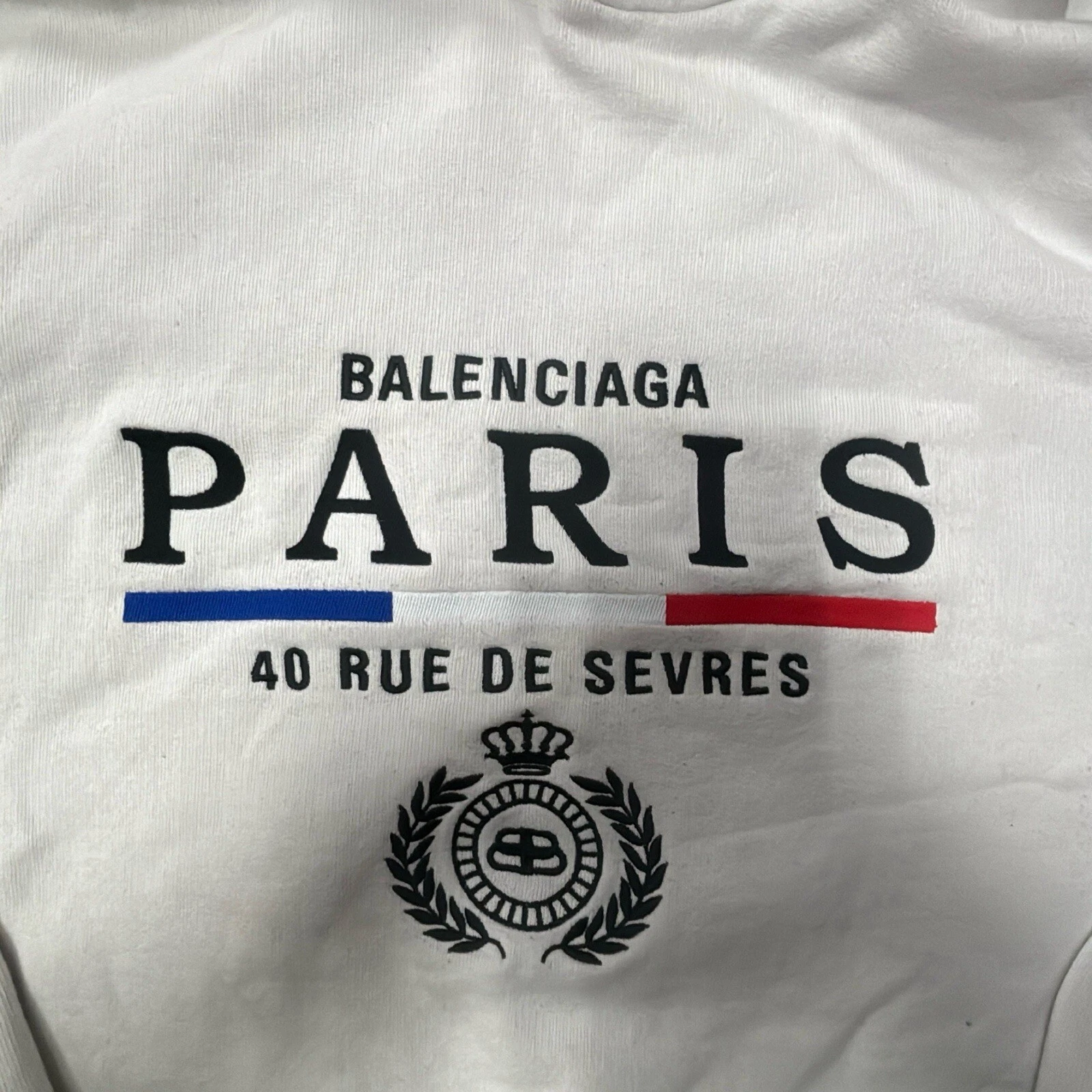 XS Felpa con cappuccio Balenciaga Bandiera Parigi in cotone uomo bianca