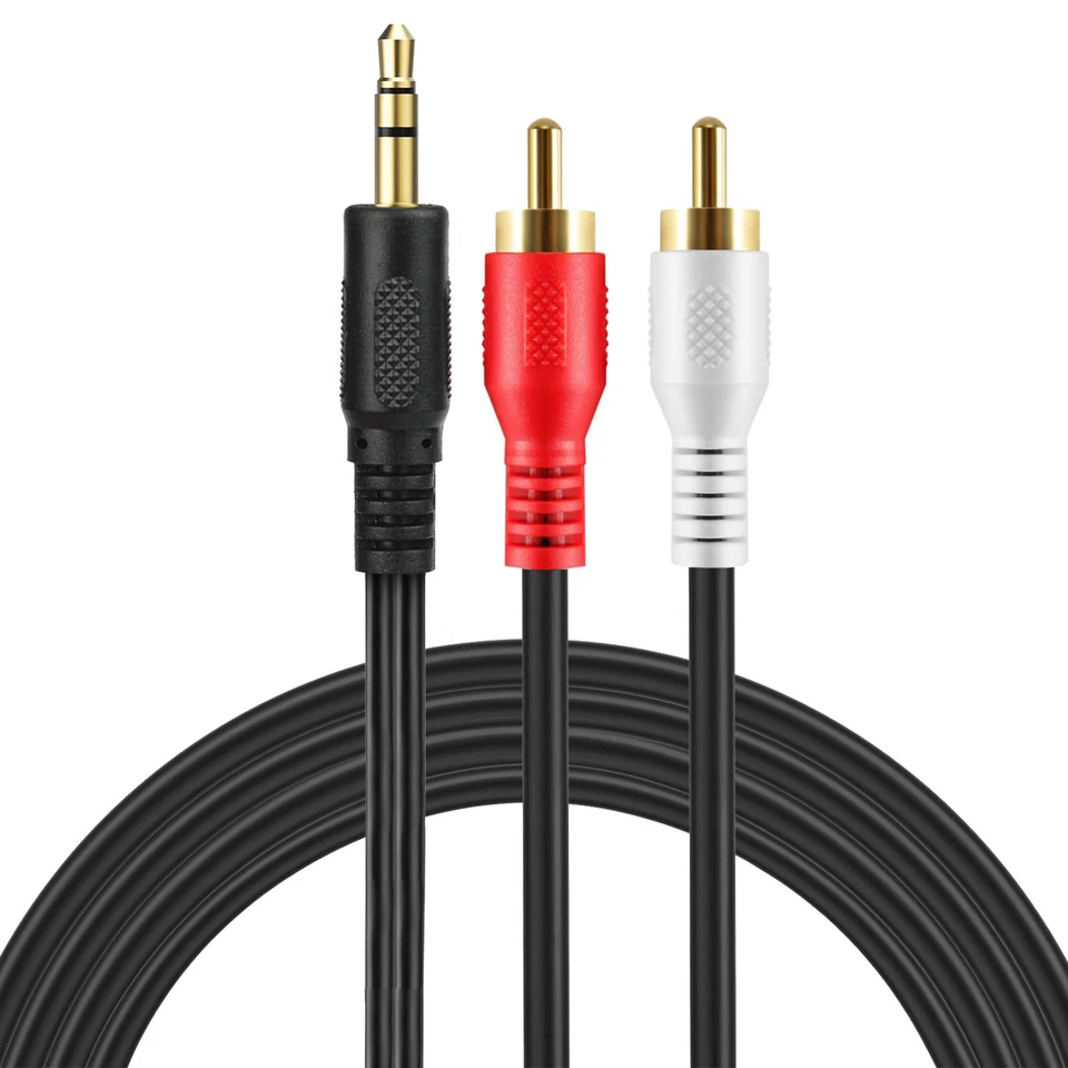 15ft 1/8" 3.5mm to 2 Dual RCA Male Y Splitter Audio Stereo Aux Cable Adapter Lot - Image 2 of 4