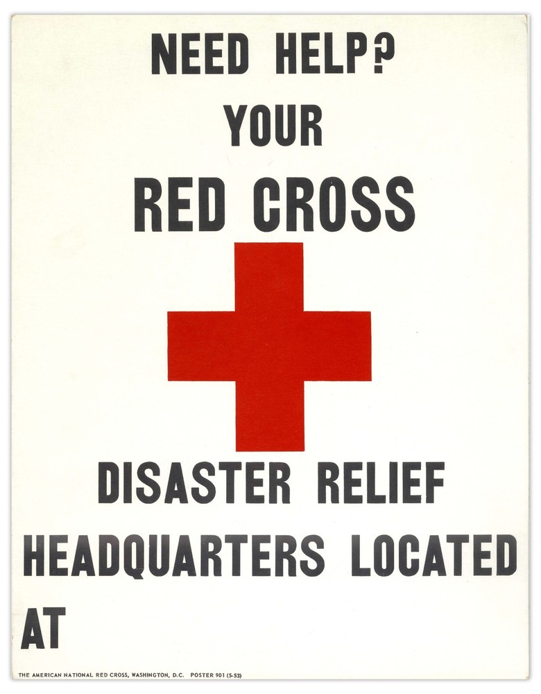 Red Cross Disaster 11'' x 14'' Relief Poster ''Need Help?''