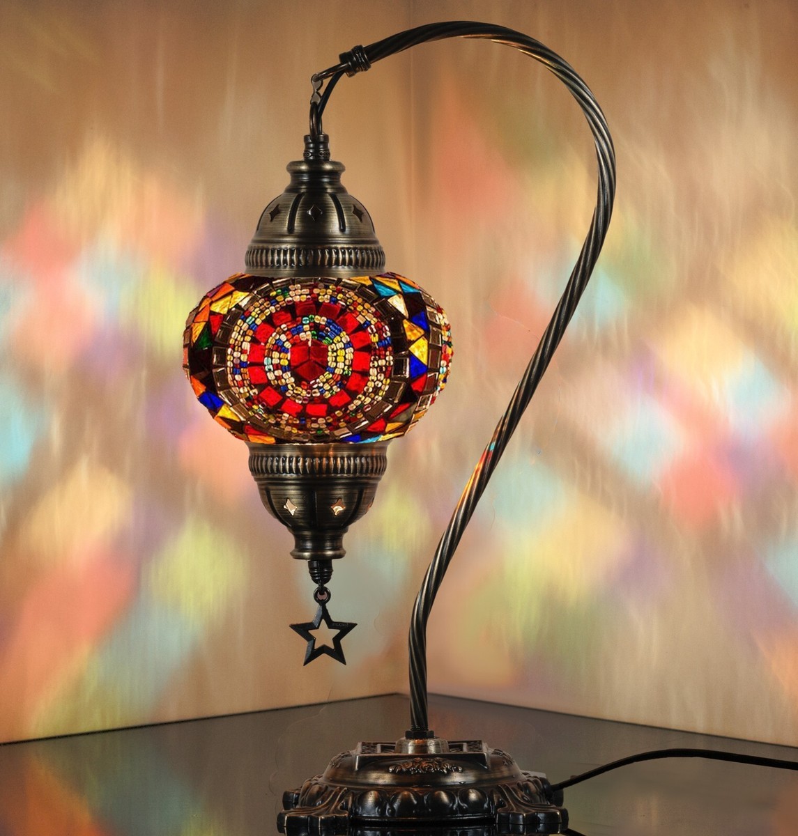DEMMEX Turkish Mosaic Table Lamp Boho Bedside Light 15