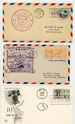 8 Luftpost Ersttagsbrief 1929 1937 1946-47 1961 Buffalo Briefmarken Flugzeuge DC NY SF