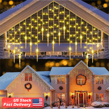 96LED 11.5ft Icicle Fairy String Lights Window Curtain Party Decor Waterproof