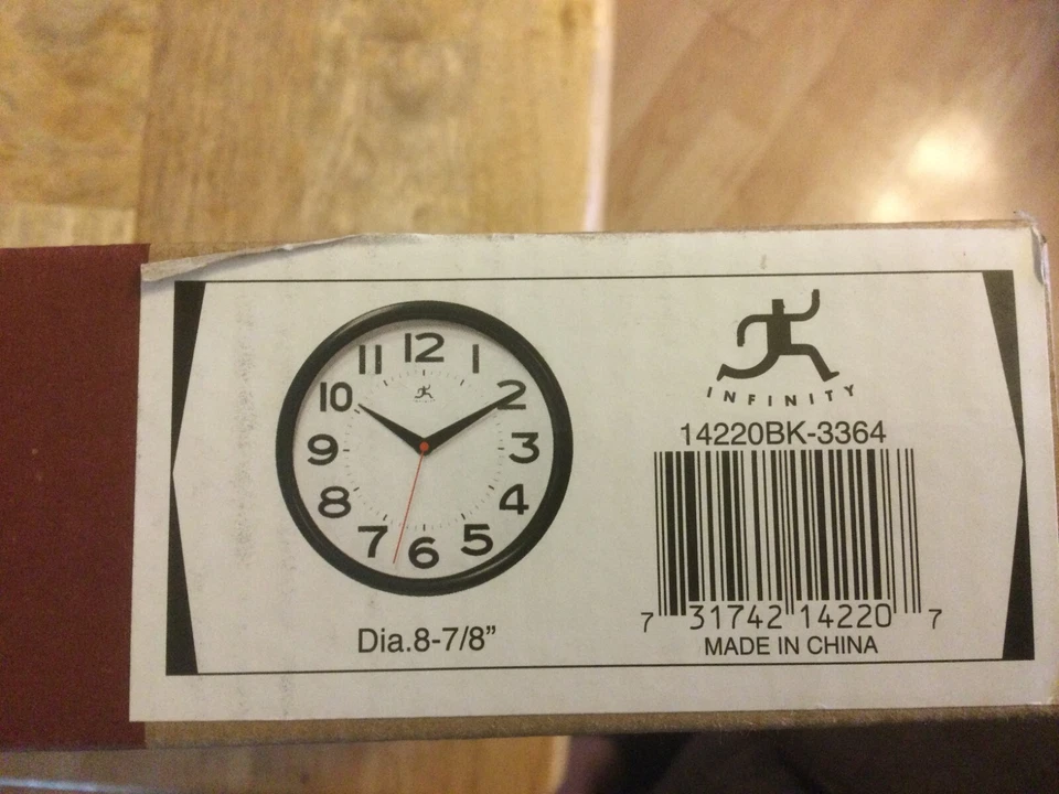 Infinity Instruments Wall Clock, Black, 9 inch diameter, new - Image 2 of 4