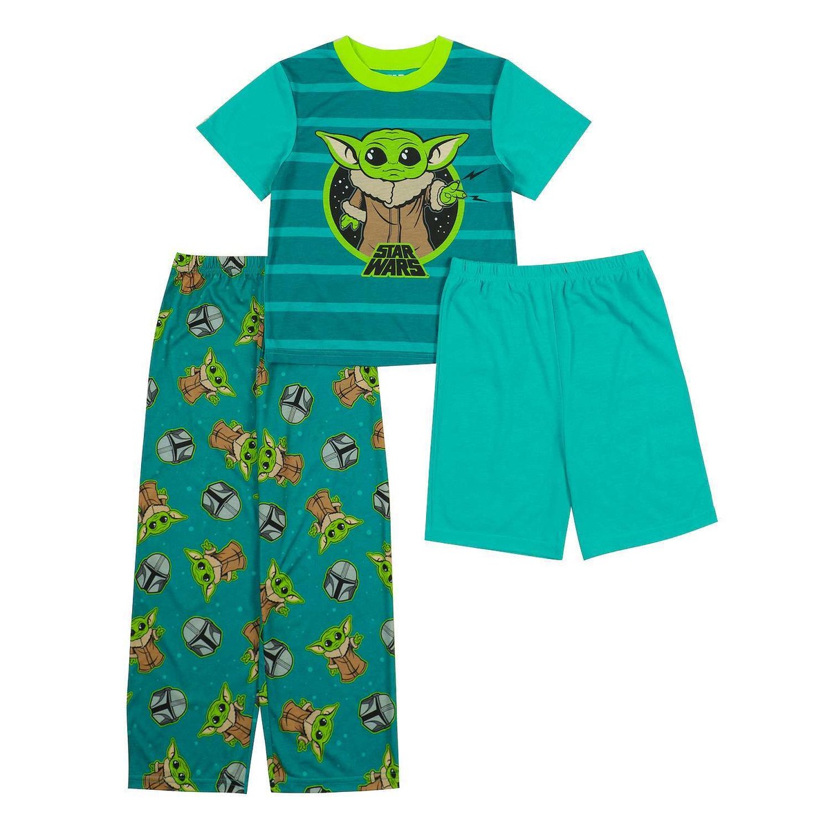 PC Baby Yoda Pajamas Set Shorts T Shirt Pants Boy 10 12