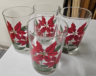 Cora Poinsettia Glasses Set Of 4