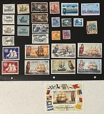 29 Ships Boats Postage Stamps Lot World-Wide Liberia Grenada China More
