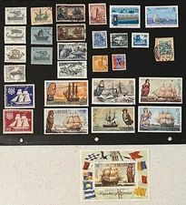 29 Ships Boats Postage Stamps Lot World-Wide Liberia Grenada China More
