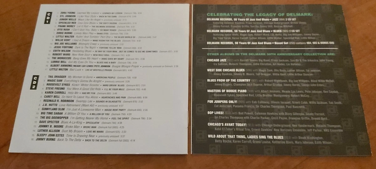 3 CD'S DELMARK 50 YEARS OF JAZZ & BLUES 2003 SOUTHSIDE CHICAGO BLUES 43 SONGS