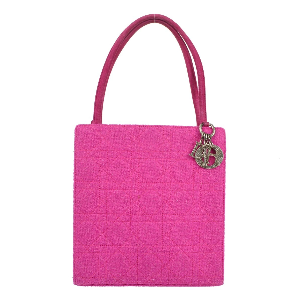 Christian Dior Lady Dior Cannage Hand Tote Bag Pink Wool Suede MA-0998  97627