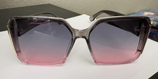 Women s Oversized Square Sunglasses Gray Plastic Frame Pink Gradient Lenses