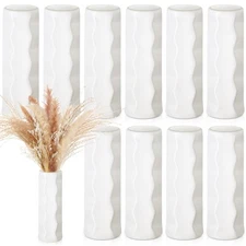 10 Pack Composite Plastic Flower Vases Bulk White Small Boho Floral Vases for...
