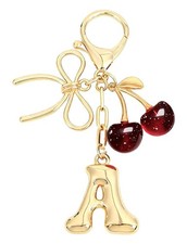 Veryrich Cute Initial Keychain with Bow  Small, Red - Cherry Letter a