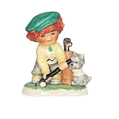Goebel Hummel Redhead Charlot Byj 83 FORE Boy Golfer & Dog Figurine TMK3 WGerman